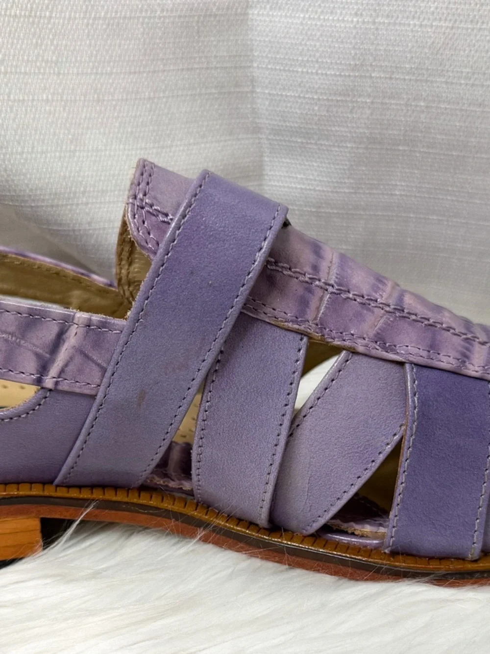 Giorgio Brutini Purple Leather Croc Fisherman Sandals Men’s 10 - Picture 6 of 8